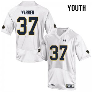 Notre Dame Fighting Irish Youth James Warren #37 White Under Armour Authentic Stitched College NCAA Football Jersey TJR3699YJ